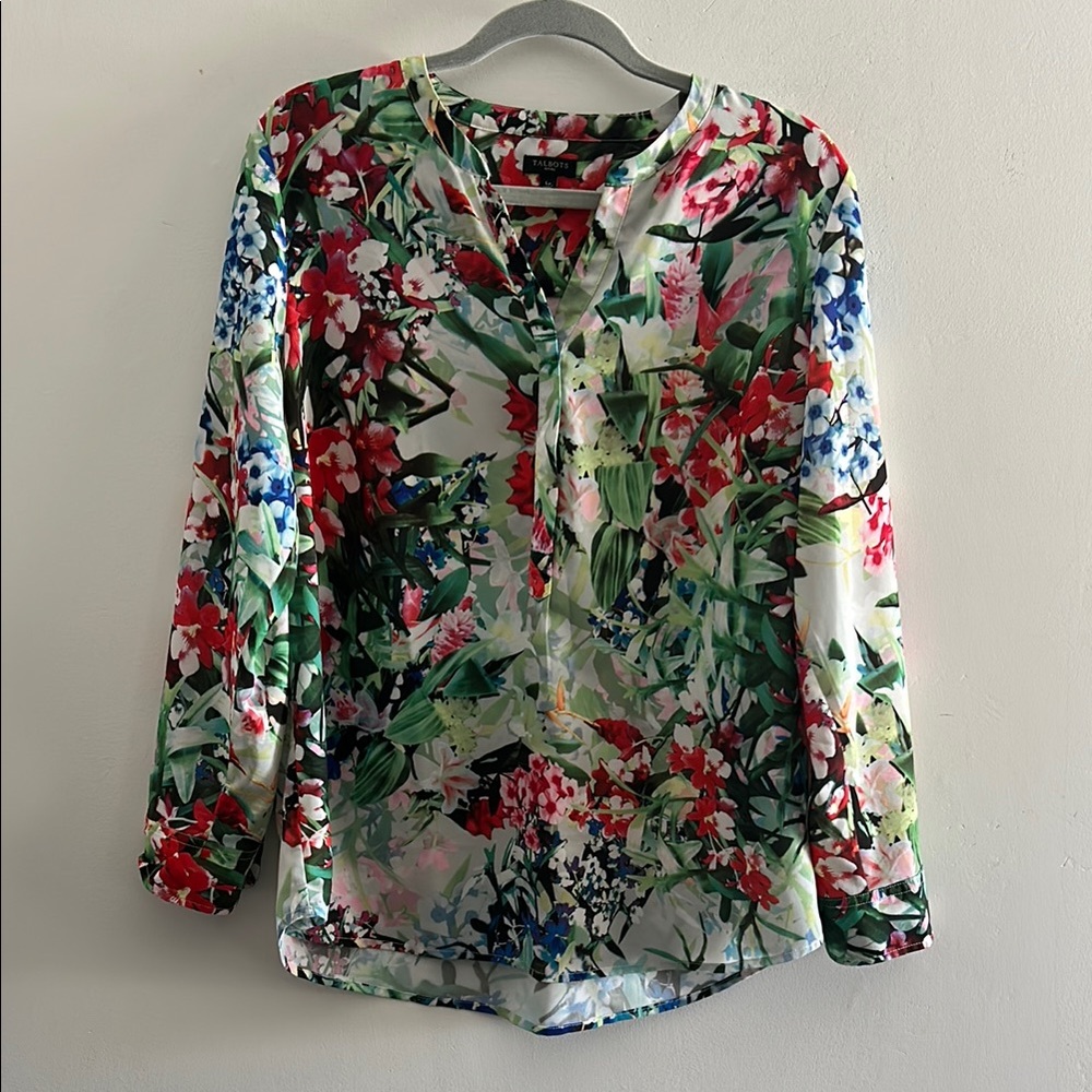 🛍️ Talbots, Woman's Size Large P Multicolor Floral Blouse